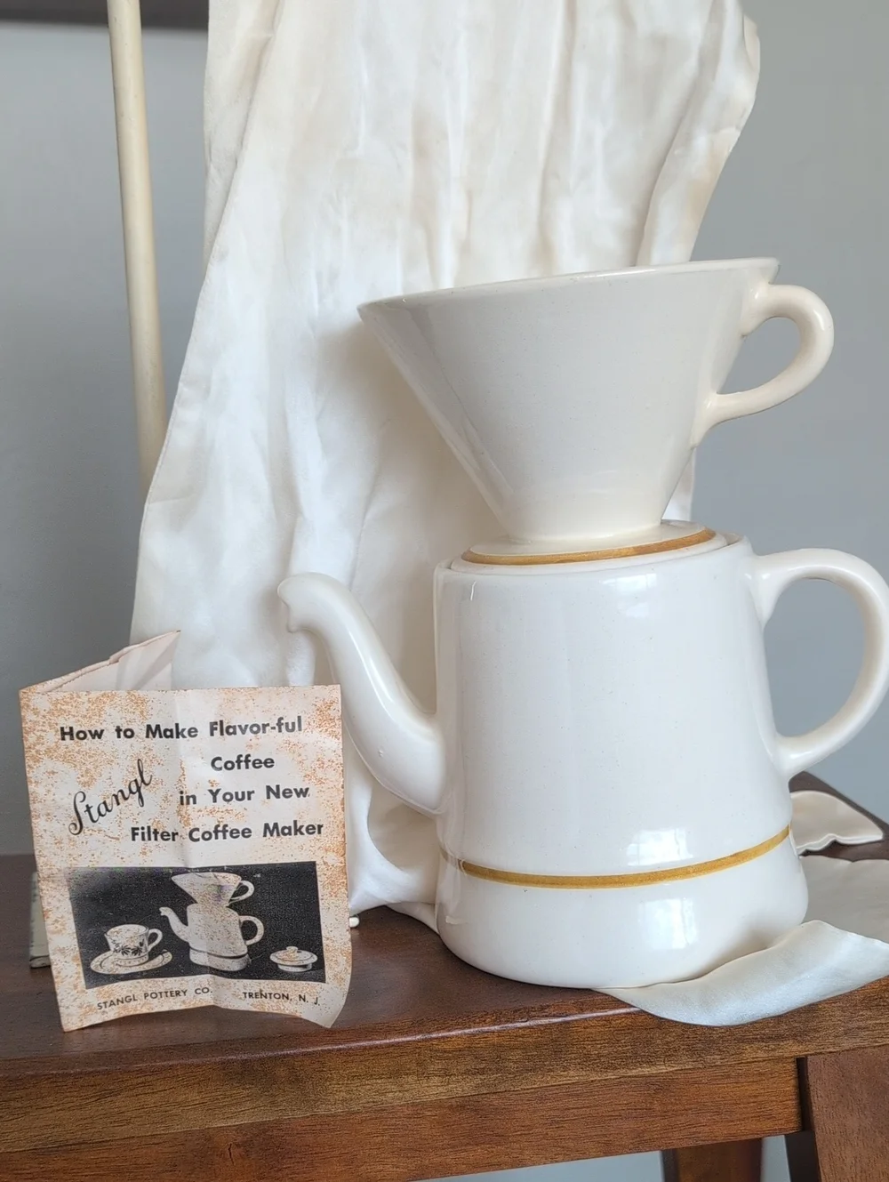 Vintage Stangle Mid-century Pour Over Coffee Pot And Cone Filter